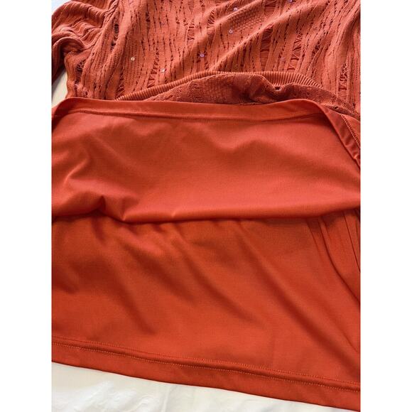 City Girl Nancy Bolen Womens L/XL Orange with Sequins Sweater Tunic - Picture 10 of 12